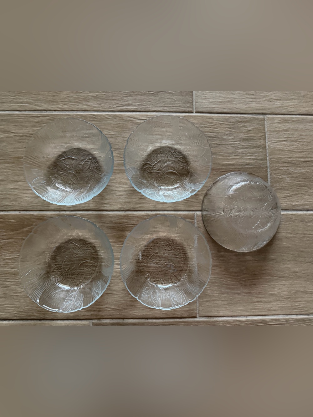 Lot 5 Vintage Arcoroc Canterbury flowers Crocus Clear Glass bowls